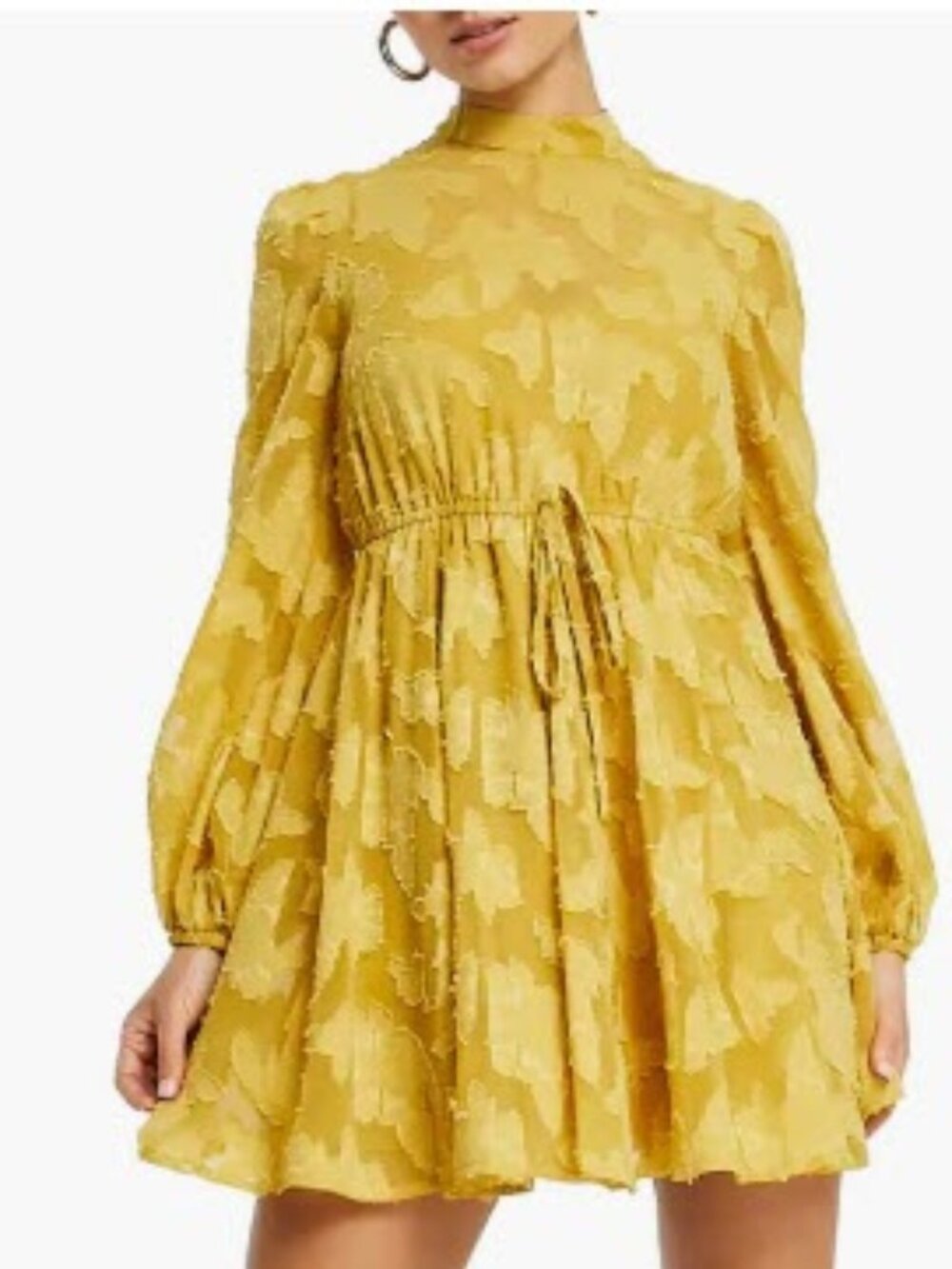 NWOT ASOS DESIGN Long Sleeve Chiffon Jacquard Minidress